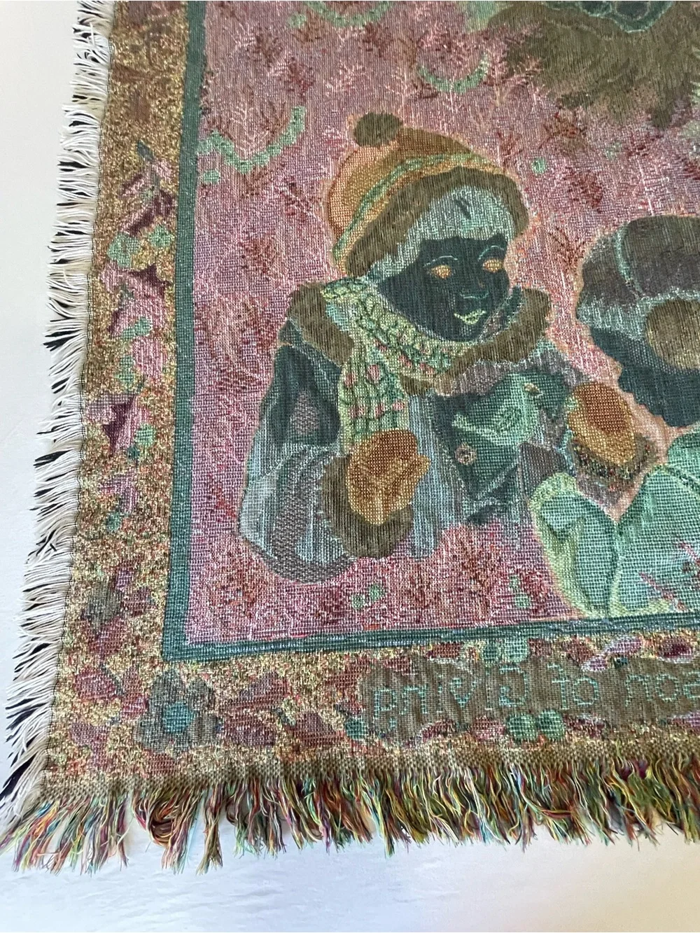 Betty Smith Whiteaker The Season of Giving Holiday Tapestry Throw Fringe Cotton